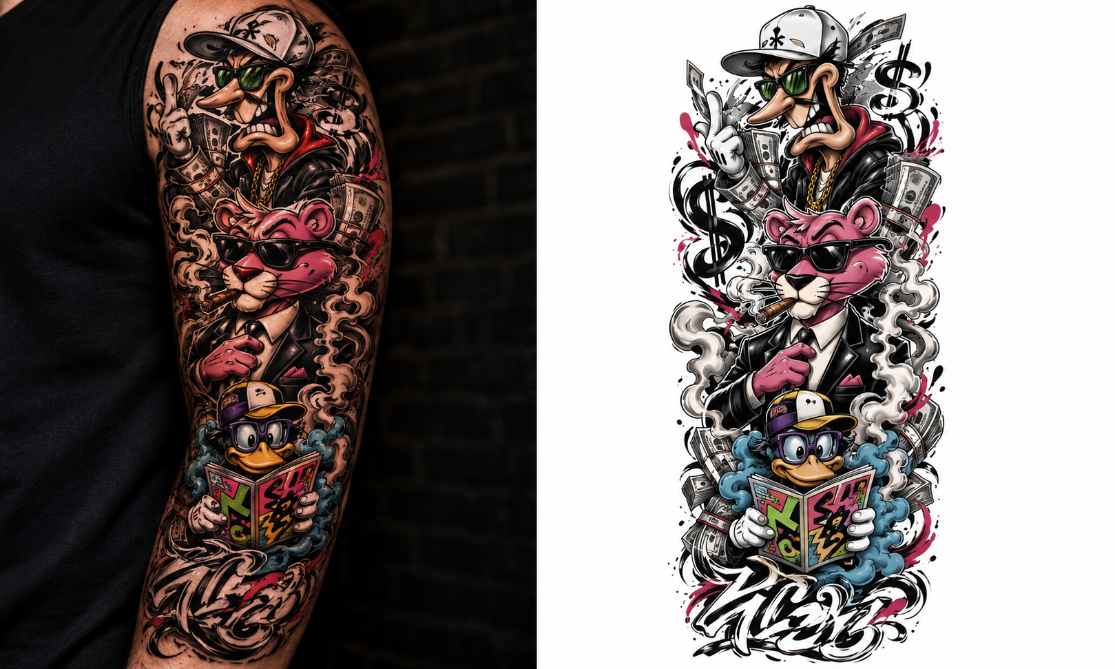 Money Smoke Syndicat tattoo model preview